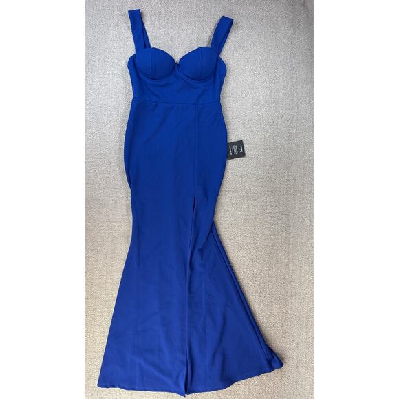 NWT Lulus Dress Full Length Bodycon Royal Blue Size Medium - Picture 1 of 11